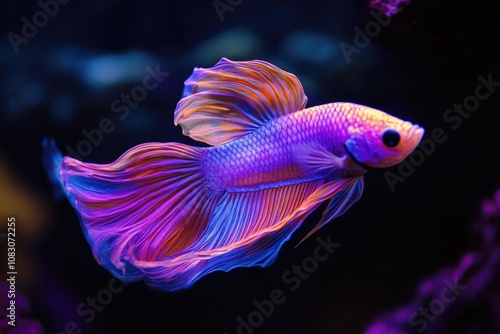 Glowing Betta fish in vibrant colors photo