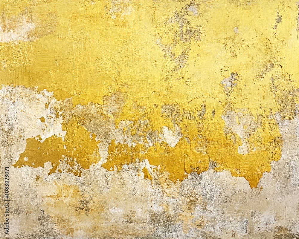 Fototapeta premium Chemistry Inspired Wall Texture with Gold Oil Paint on Canvas Featuring Yellow Graffiti and Watercolor Elements Merging Luxury Art and Vintage Paper Splash Effects
