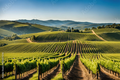 Wallpaper Mural Sunlit vineyard rows on rolling hills. Torontodigital.ca