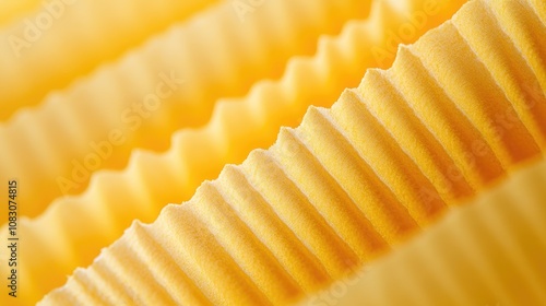 Close up of textured yellow crepe corrugated blotting paper suitable for DIY projects Soft focus and high contrast create a visually appealing horizontal background