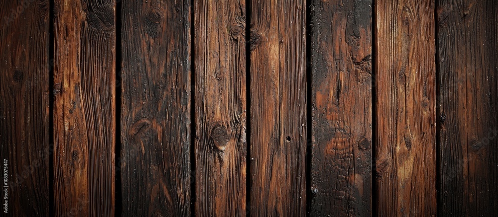 Fototapeta premium Brown Wooden Planks The Ground Is Dark Brown To Light