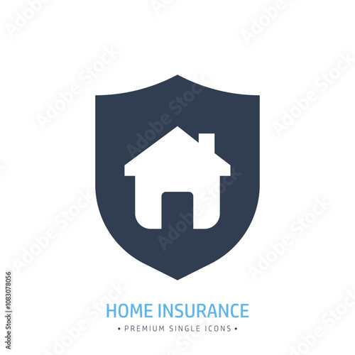 Home insurance icon. Glyph solid style single icon on transparent background