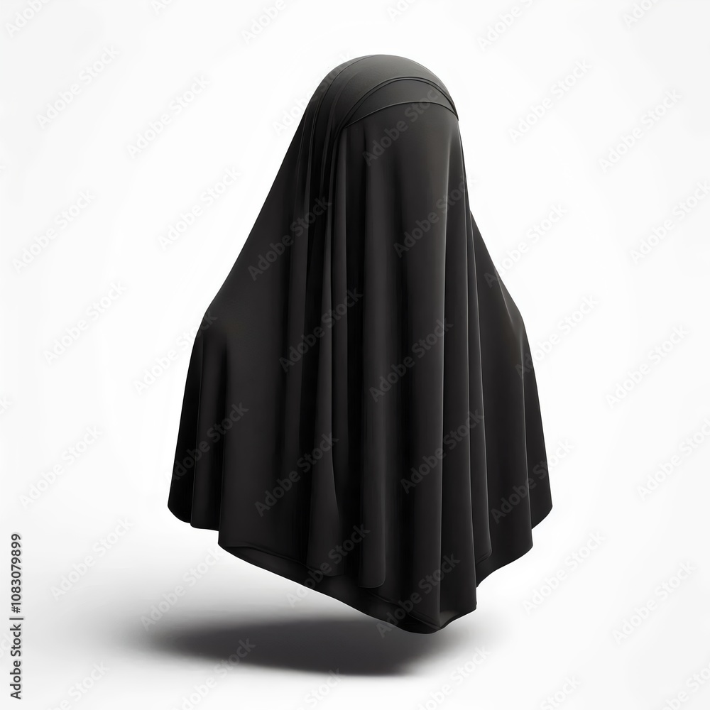 Naklejka premium black burqa isolated on white background