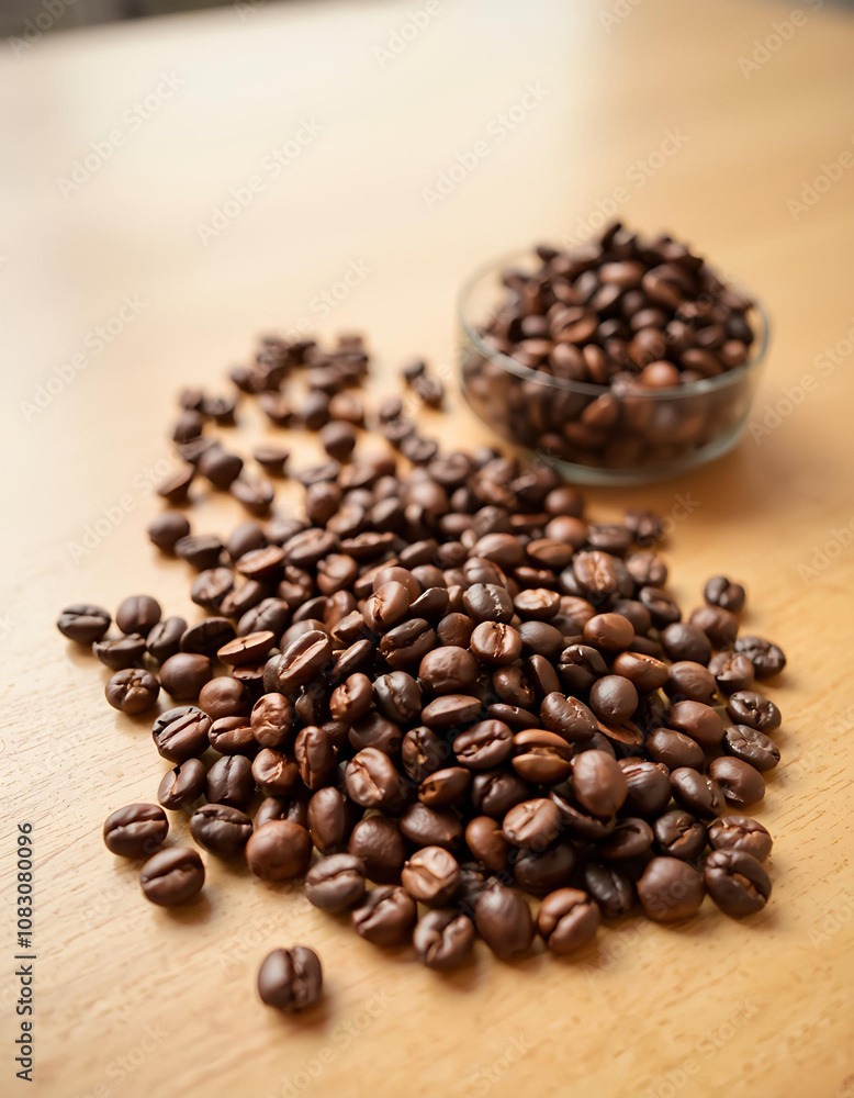Naklejka premium brown coffee beans on background