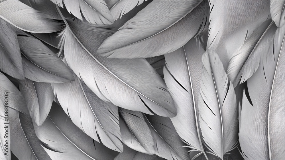 Obraz premium Single-layer feather texture in grayscale