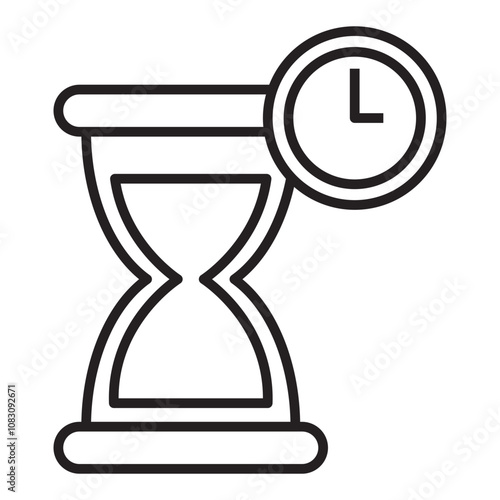 hourglass and clock line icon.