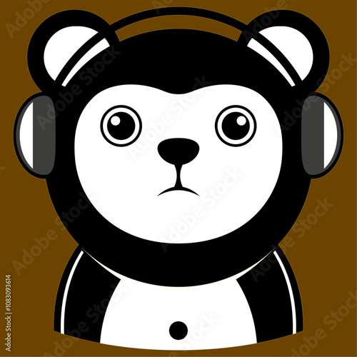 Illustration eines DJ-Bären mit Kopfhörern im minimalistischen Cartoon-Stil