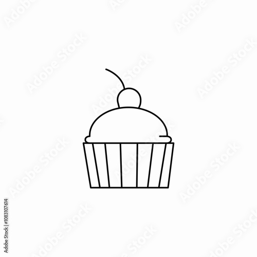 cupcake cherry icon sign vector