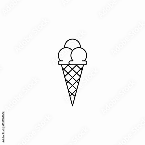 ice cream balls cone icon sign vector