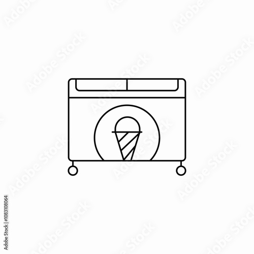 ice cream deep freezer icon sign vector