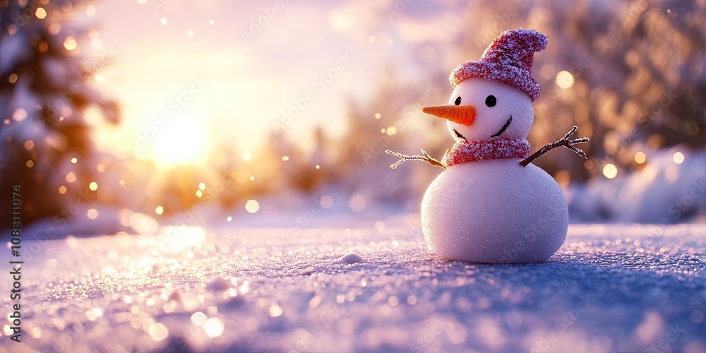 Obraz premium christmas snowman, winter wonderland background