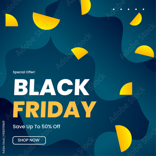 Black Friday Special Offer With Up to 50 Percent Off. An Exciting Black Friday Promotional Banner Featuring Bold Typography and Vibrant Colors, Highlighting a Special Offer to Save Up to 50 Percent.