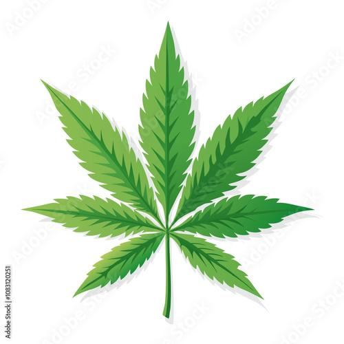 Cannabis Plant Leaf - Marijuana Clip Art Illustration  (Isolated)