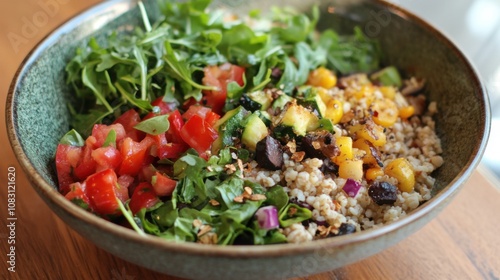Vibrant bowl filled with fresh vegetables and grains