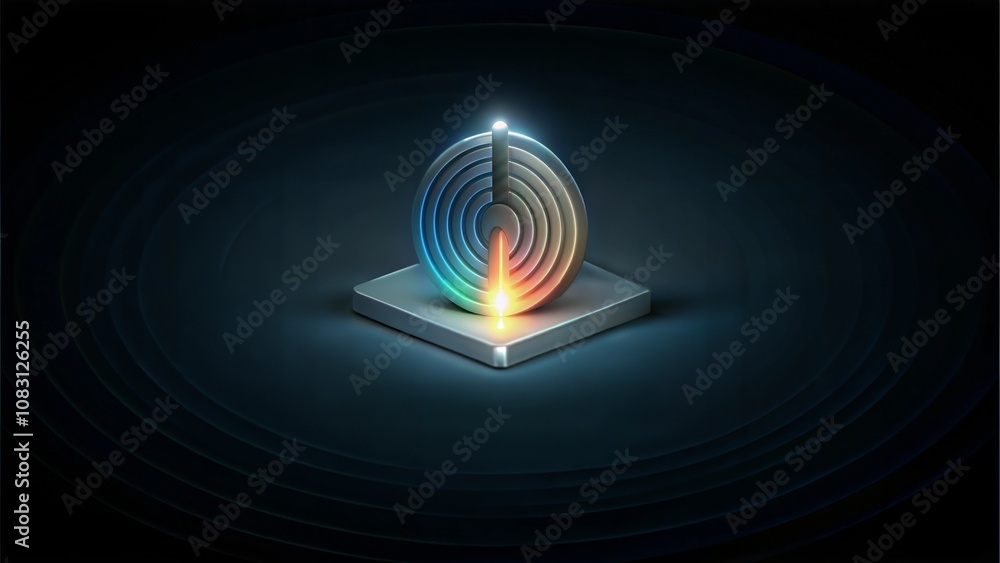 Fototapeta premium Minimalistic round structure with gradient light and concentric rings