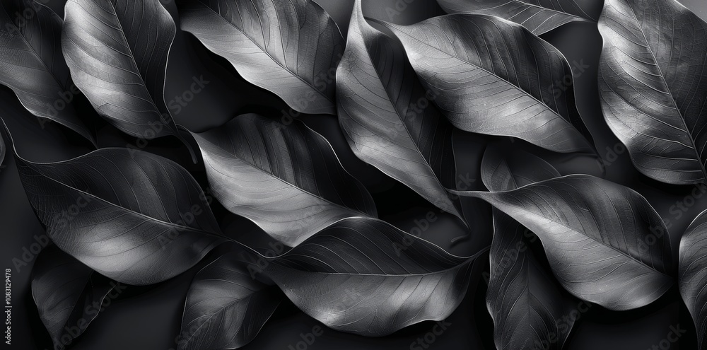 Obraz premium Abstract Black Tropical Leaf Texture Background for Wallpaper or Design