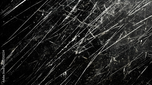 Abstract Black Scratched Texture Background Image with White Lines and Grunge Overlay for Design Projects