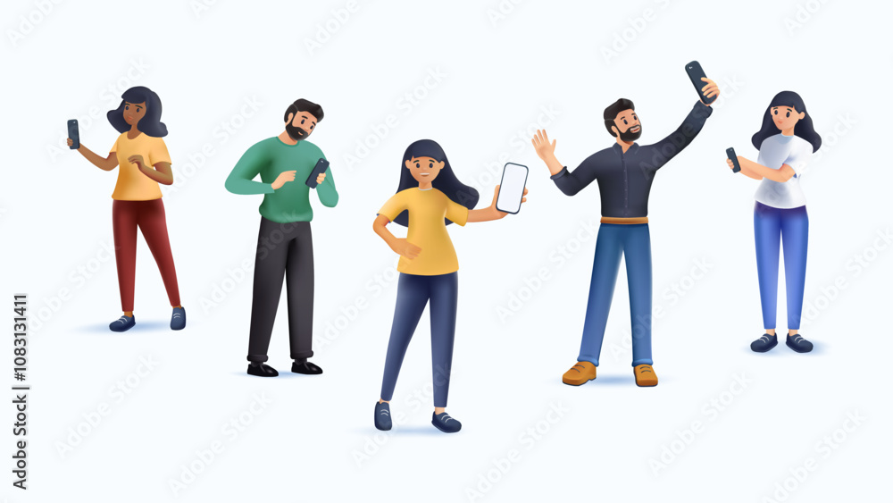 Fototapeta premium Vector illustration of business, office workers are studying the infographic, the analysis of the evolutionary scale