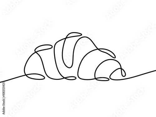 Croissant oneline continuous single line art