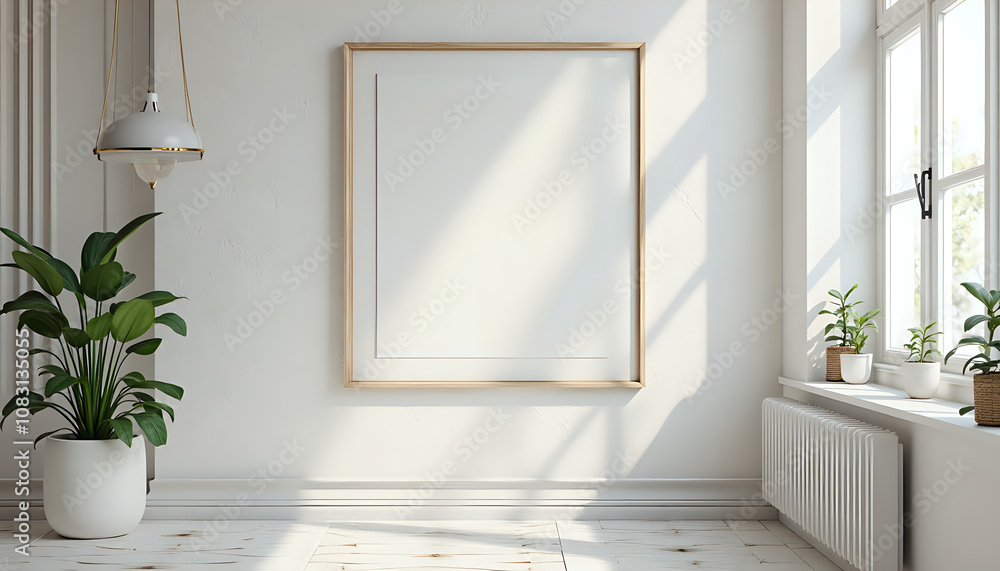 Fototapeta premium modern room wall frame mockup 