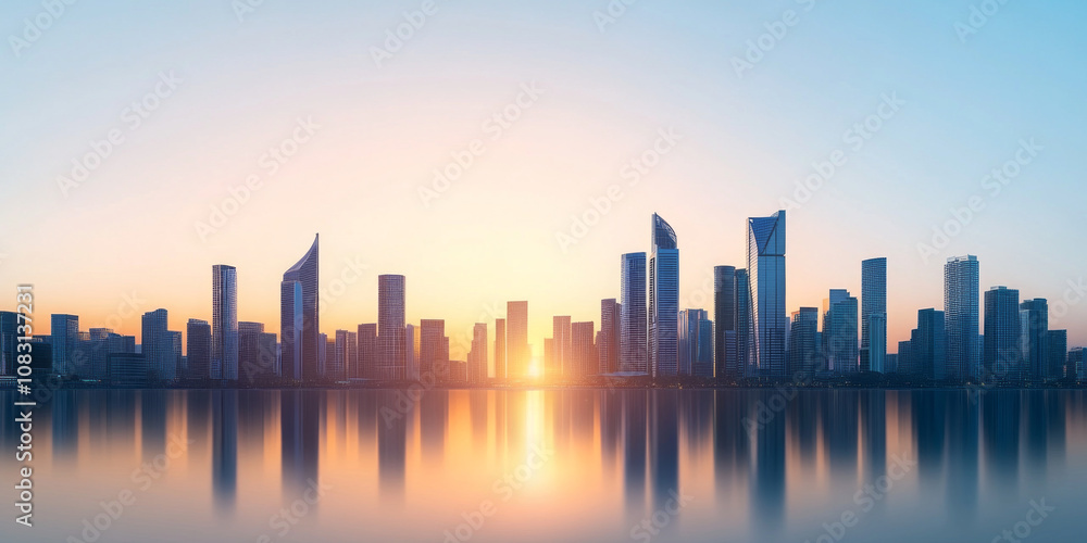 Obraz premium Architectural landscape of modern urban skyline 