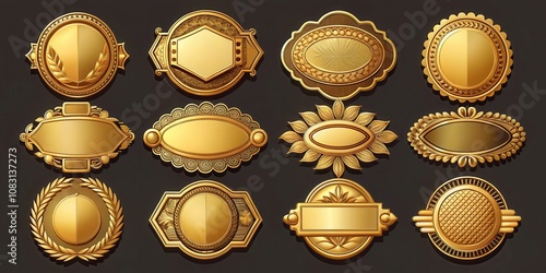 A Collection of Ornate Golden Frames with Intricate Designs and Blank Centers for Personalized Text or Imagery