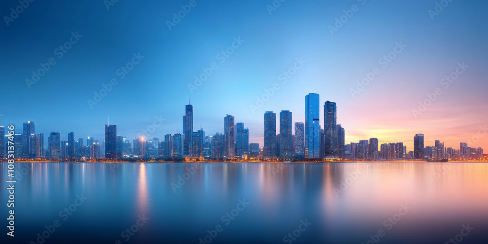 Obraz premium Architectural landscape of modern urban skyline 