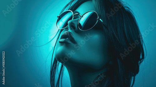 Step back to the cool 2s with this retro eyewear look under vibrant blue neon lights. Confidence shines through photo