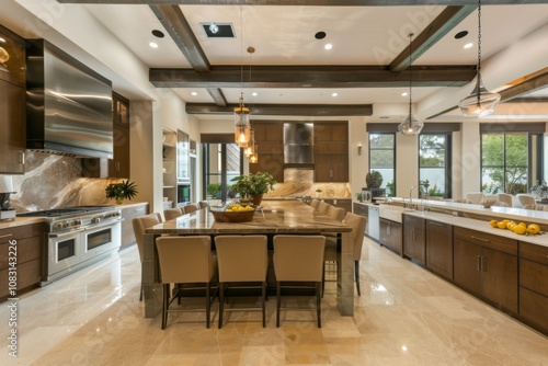 Interior of a contemporary and functional large modern kitchen