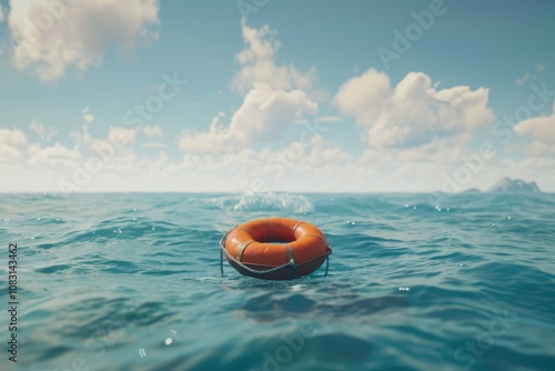 Safety equipment life buyo rescue floating on water photo