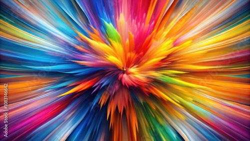 A vibrant explosion of color radiating outwards from a central point, creating a dazzling display of energy and motion.