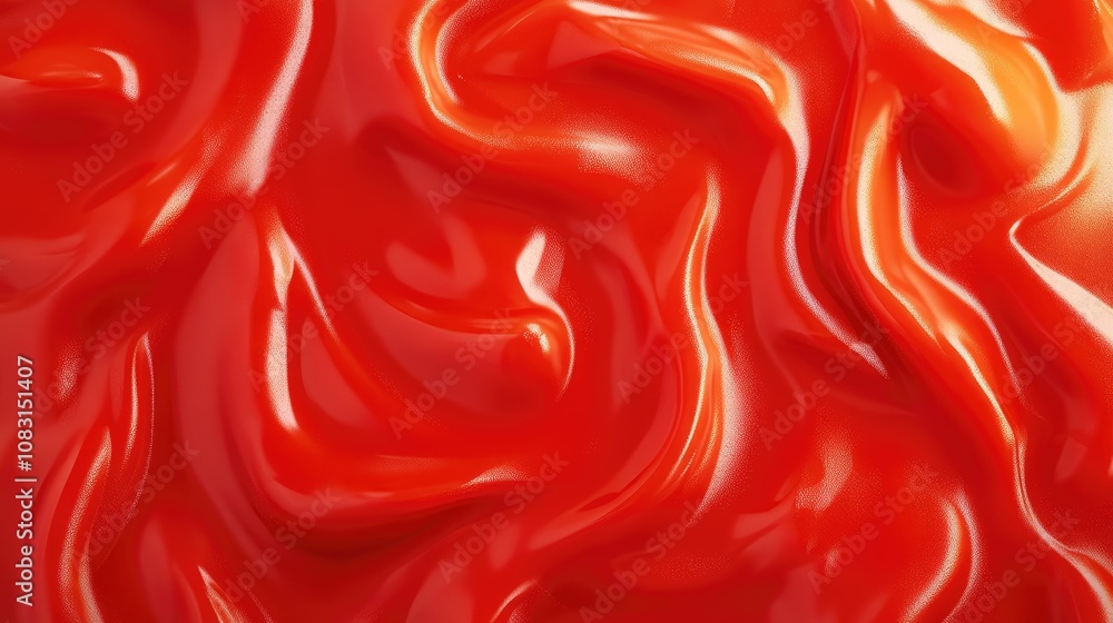 Fototapeta premium Smooth and Glossy Red Surface with Unique Ripples and Waves, Ideal for Backgrounds, Textures and Design Projects in Various Creative Fields