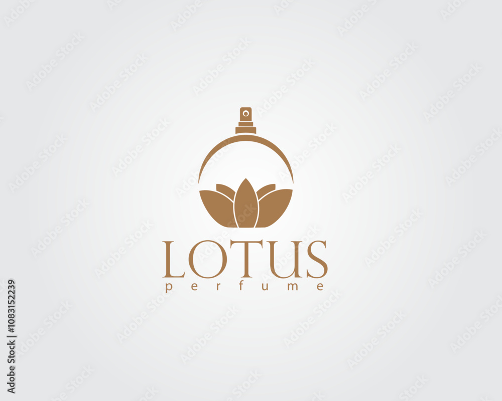 Fototapeta premium creative lotus that blends with the perfume bottle logo design
