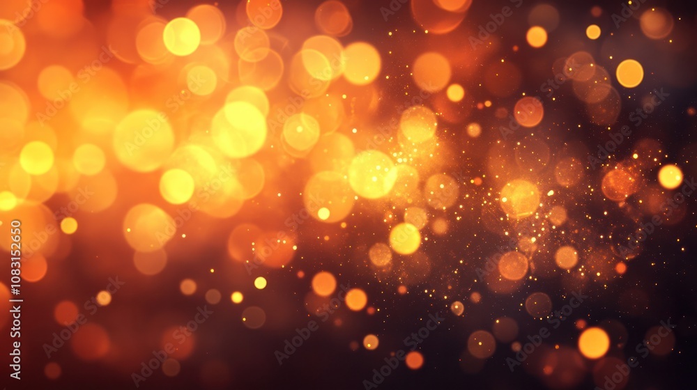 Obraz premium featuring soft orange bokeh lights, creating a warm and inviting atmosphere. The lights vary in size and intensity,