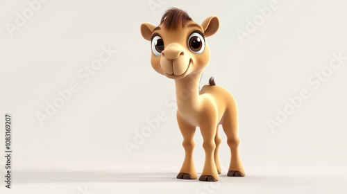 Adorable cartoon camel with big eyes and a friendly smile standi photo