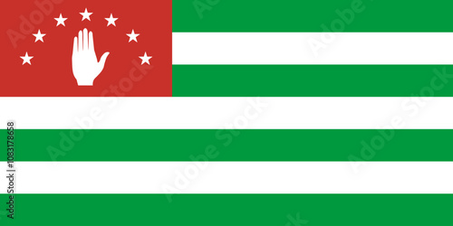 Official national flag of Abkhazia. Flag of the Republic of Abkhazia. Correct proportions and colors. Vector illustration