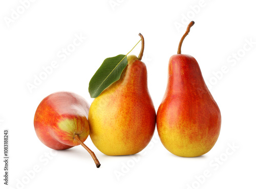 Fresh ripe juicy pears isolated on white