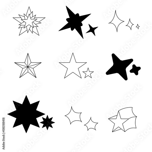 set of blinking stars symbols vector 