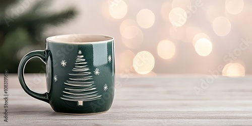 Cavity in a porcelain mug in the shape of a Christmas tree.