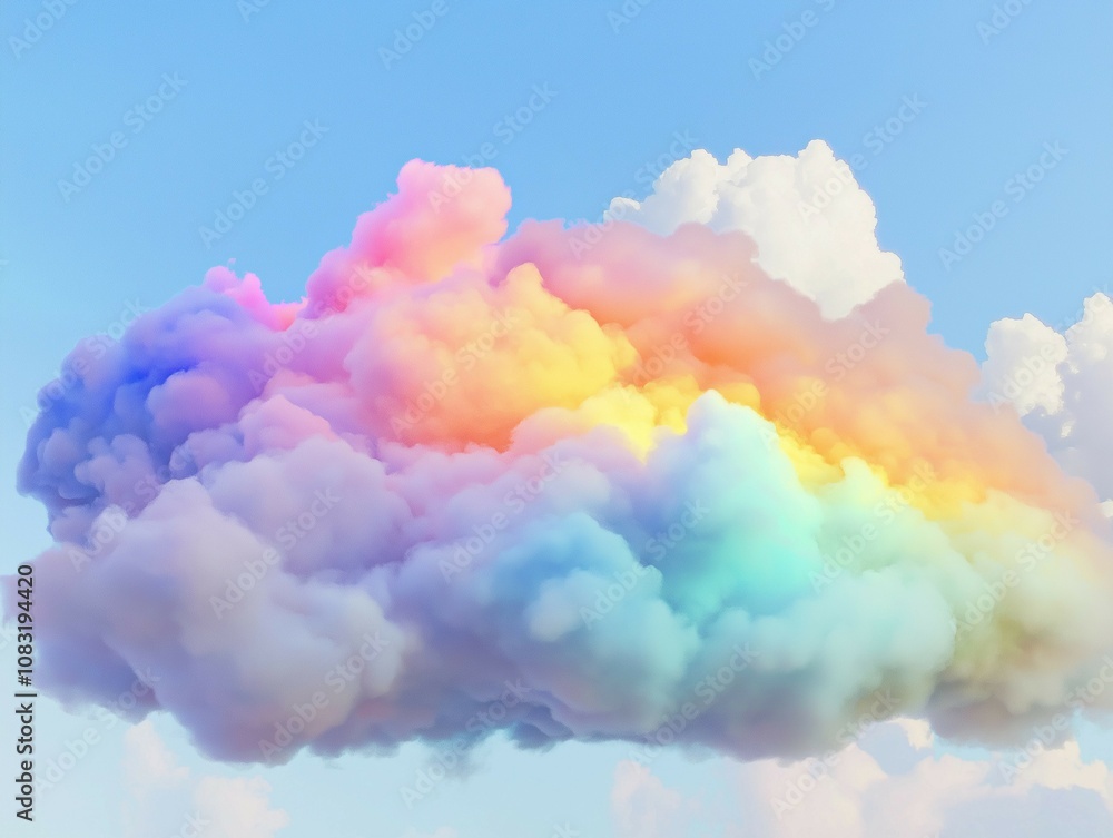 Fototapeta premium A rainbow cloud, capturing the vibrant and ethereal colors of the rainbow spread across the cloud’s edges