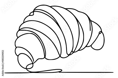 one line drawing croissant snack food vector illustration template design