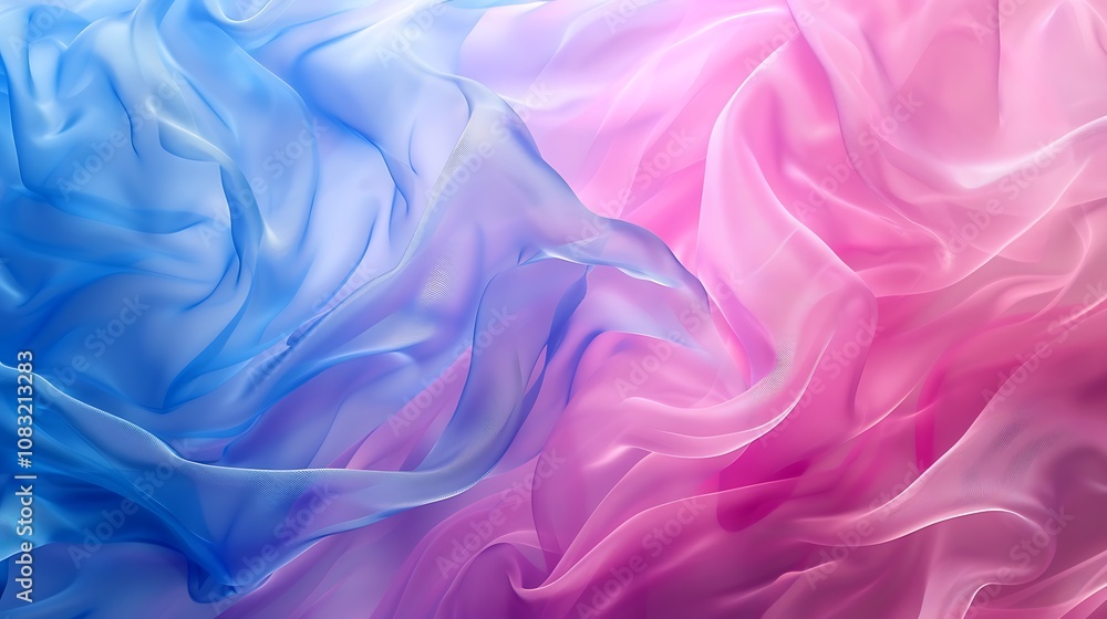Obraz premium A soft blend of blue and pink sheer fabric creating an elegant and dreamy visual effect.