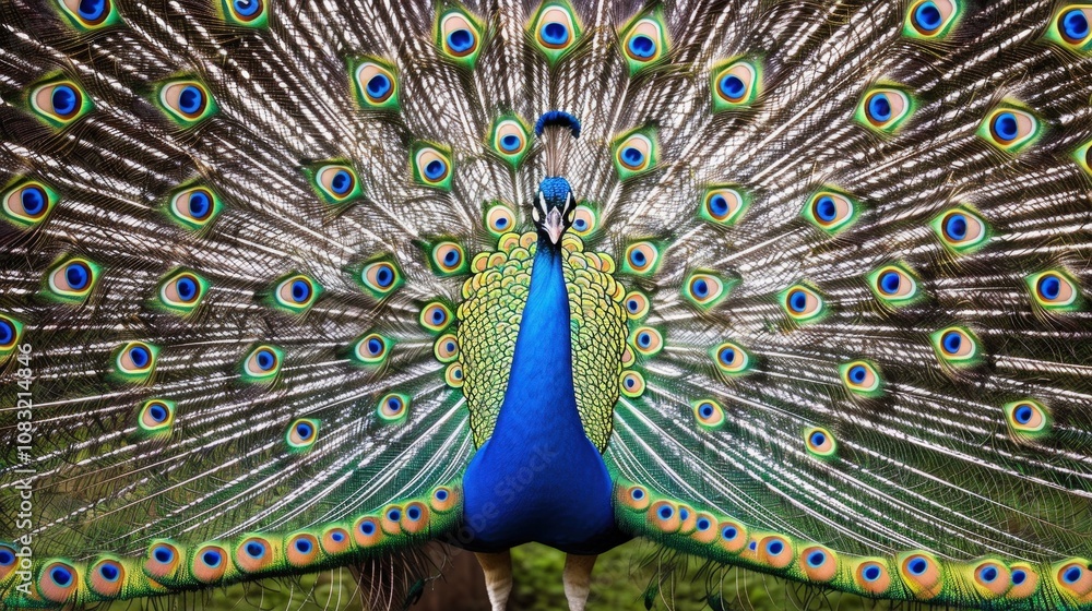 Obraz premium Colorful Peacock Displaying Its Vibrant Feathers