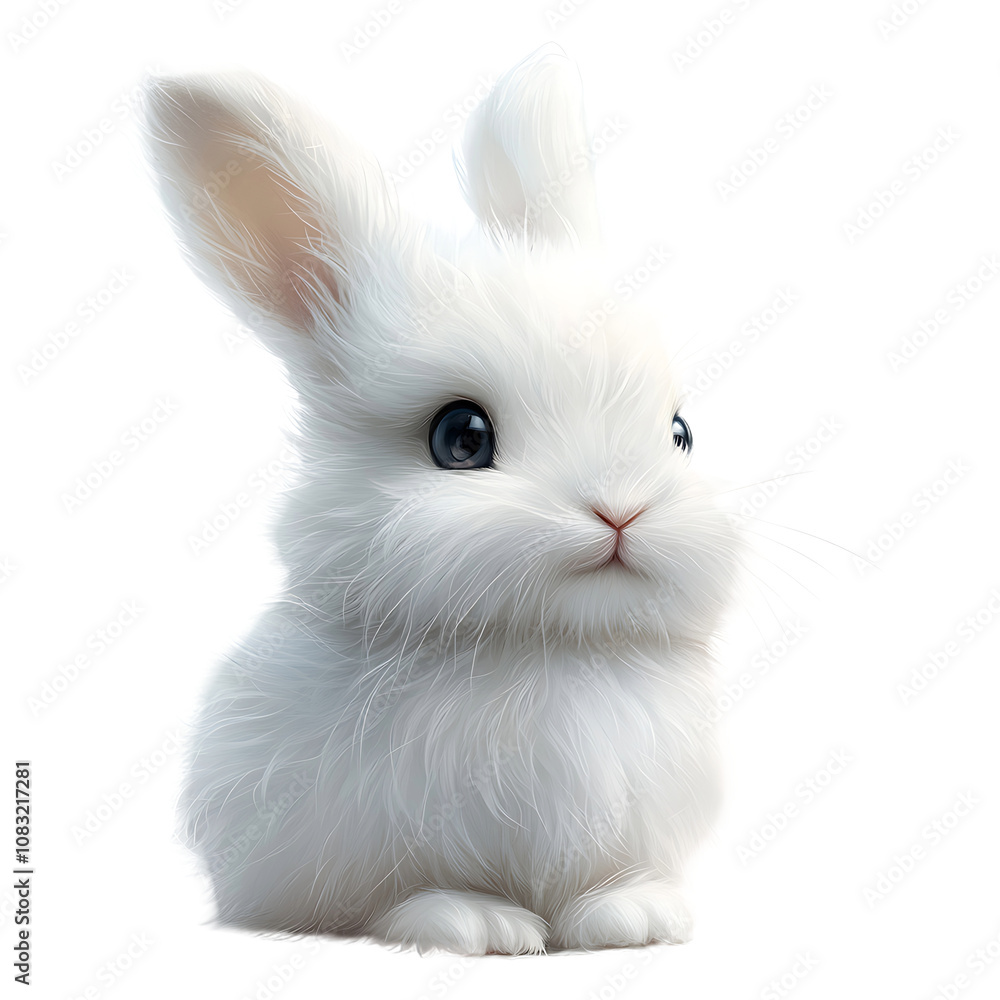 Fototapeta premium A cute white bunny isolated on transparent background