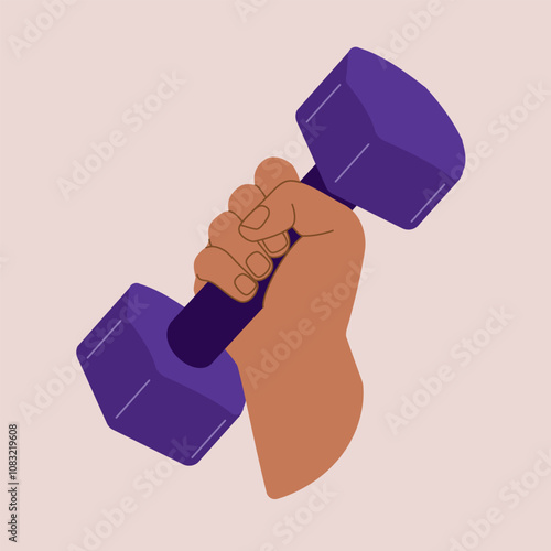 One Black Person’s Hand Lifting A Dumbbell.