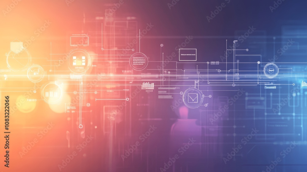 Obraz premium Abstract digital background with data and communication symbols.