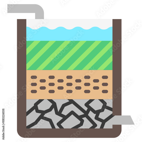 Aggregate flat color icon, use for UI, UX, app and web development, digital or print. for industry, education, business, ecology and environment, water treatment theme.