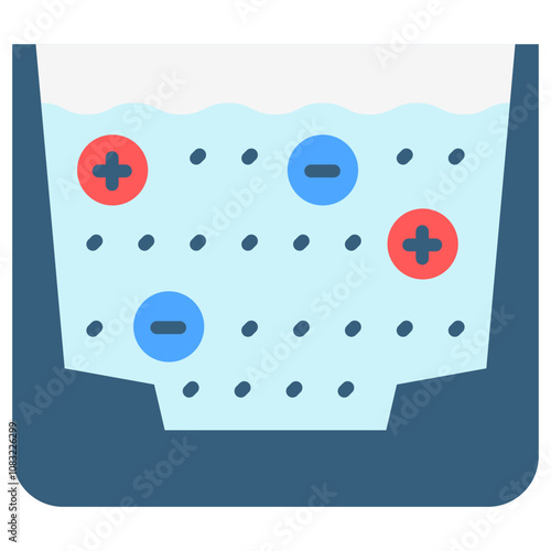 Flocculation flat color icon, use for UI, UX, app and web development, digital or print. for industry, education, business, ecology and environment, water treatment theme.