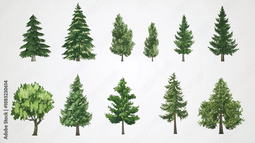 Obraz premium Pine Tree Vector Illustration on a White Background, Simple and Elegant Design