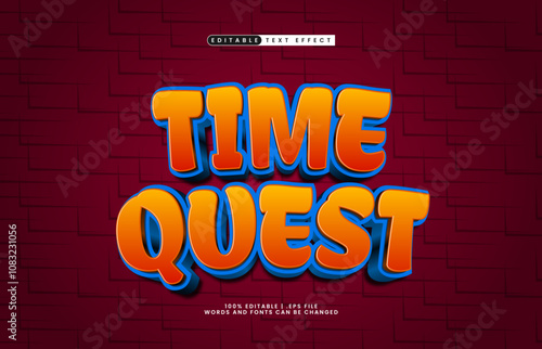 time quest editable text effect with a game and play text style